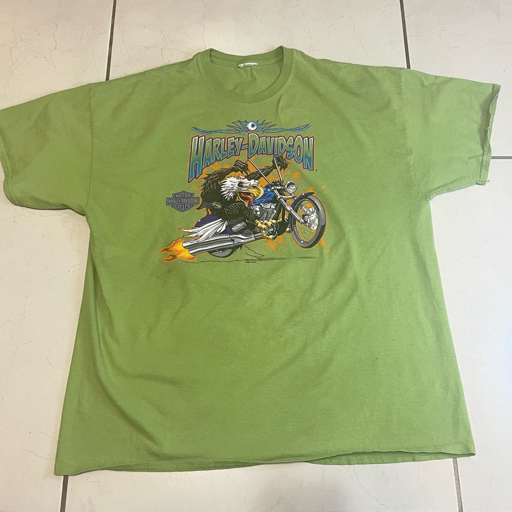 2014 Harley Davidson Motorcycles Eagle Green Shirt 2XL